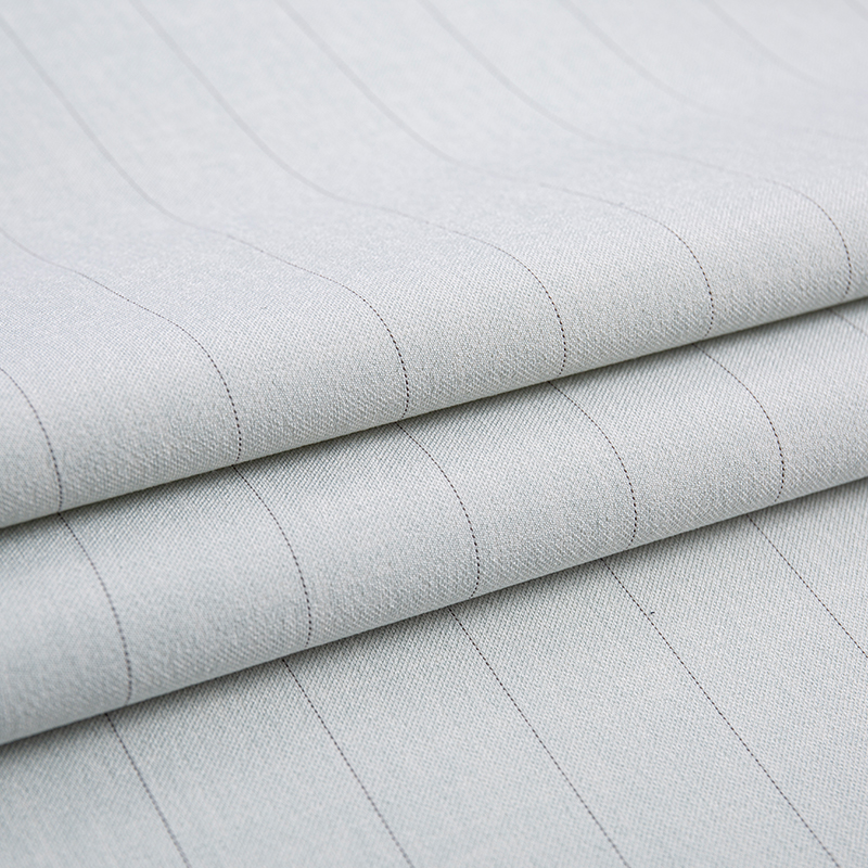 Leisure Silk Rayon kapea raita harmahtavan valkoinen kangas